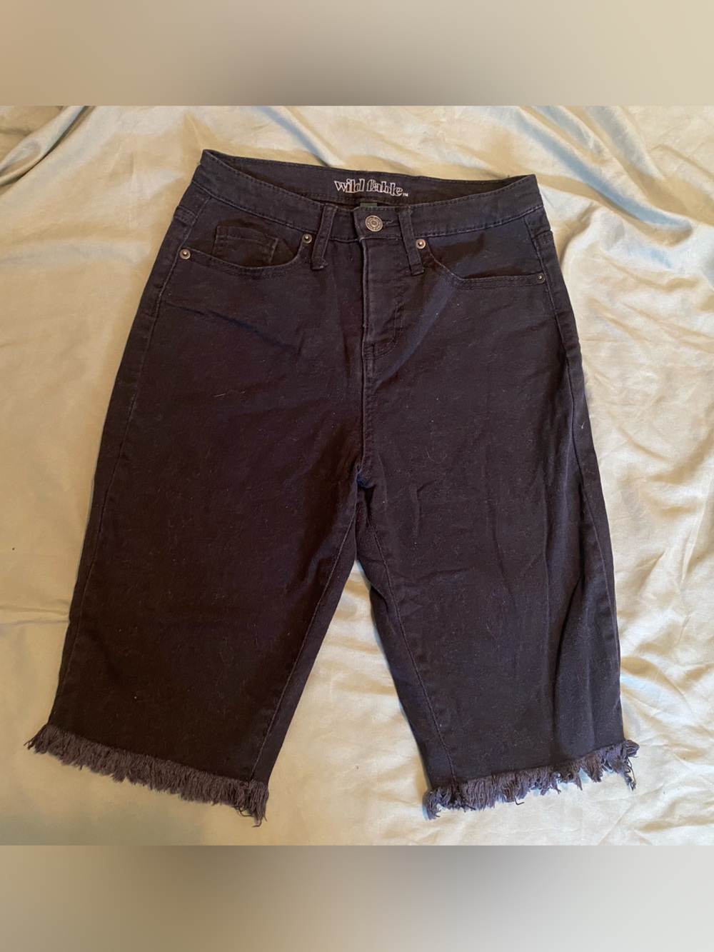 Wild Fable Black Straight-Leg Jeans cut off shorts with Frayed Hem